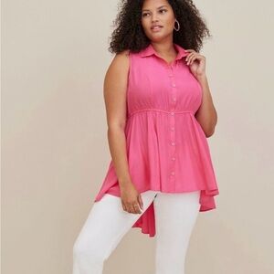 Torrid Hot Pink Babydoll Sleeveless Top